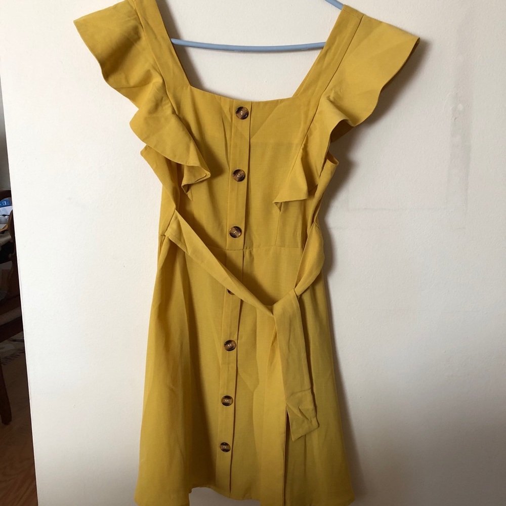 Shein yellow ruffle dress. Size S. Only worn once.